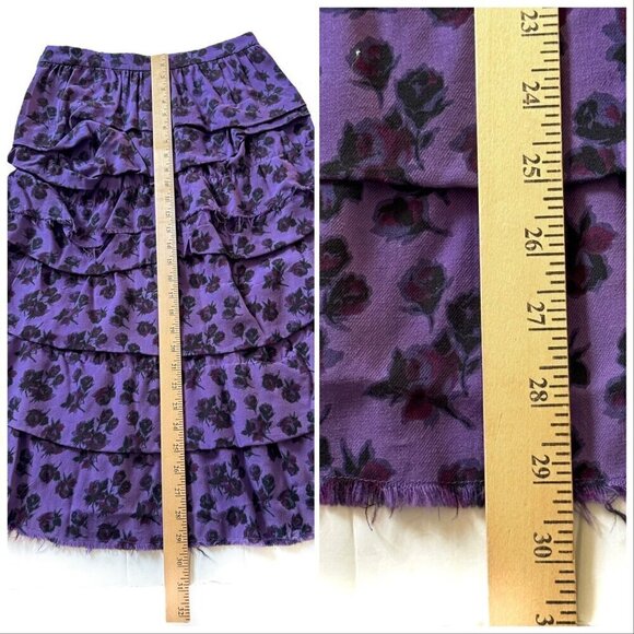 COMME DES GARÇONS Tricot  Floral Print Wool Tiered Midi Skirt - Picture 14 of 14